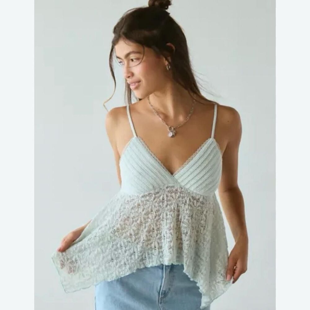 Kimchi Blue Light Mint Green Lace Cami Top